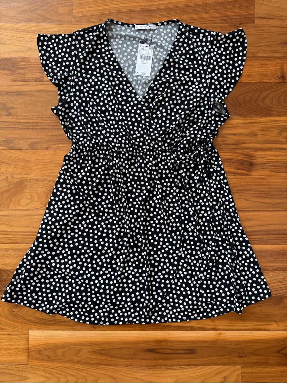 NWT Women’s Violeta by MANGO UK Black White Polka Dot Wrap Dress Plus Size US 14